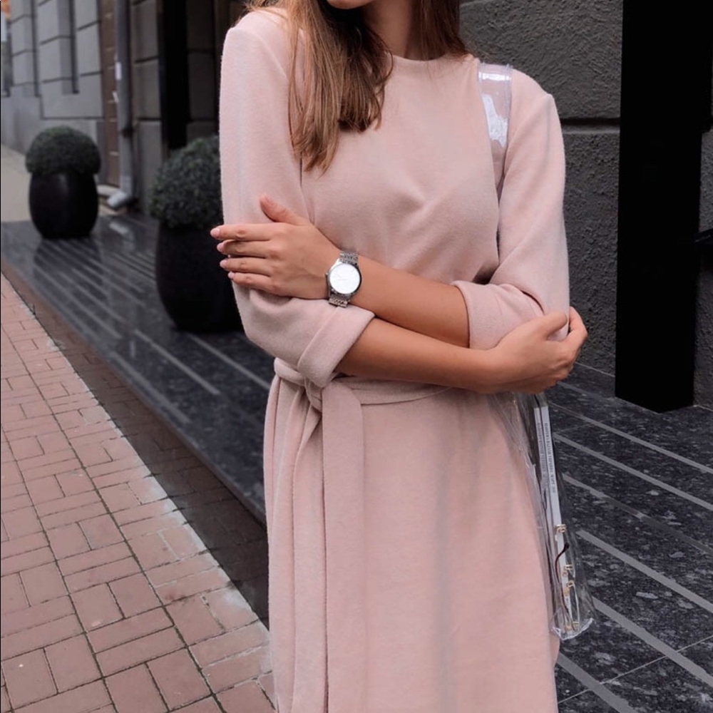 Warm Angora Wool Pink Winter Dress